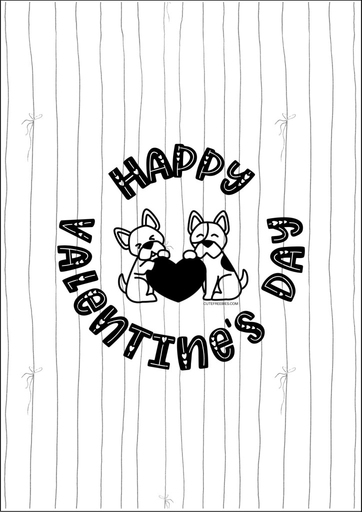 Valentine dogs greeting card #cutefreebiesforyou #valentinesday - SEE PREVIOUS POST TO DOWNLOAD MORE VALENTINE CARDS