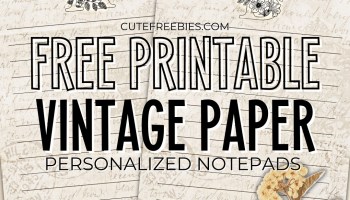 Free printable vintage paper template - vintage paper with floral letters, personalized memo pad #cutefreebiesforyou #vintage #journaling #freeprintable