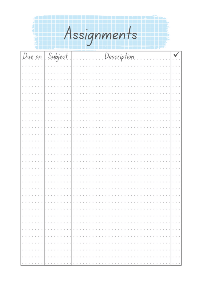 Free Printable Homework or Assignments Page - plus more planner pages for your school binder --- SEE PREVIOUS POST TO GET THE COMPLETE PLANNER
