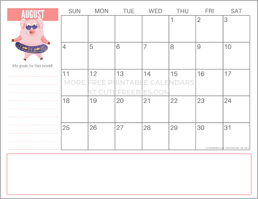 August 2019 planner free printable