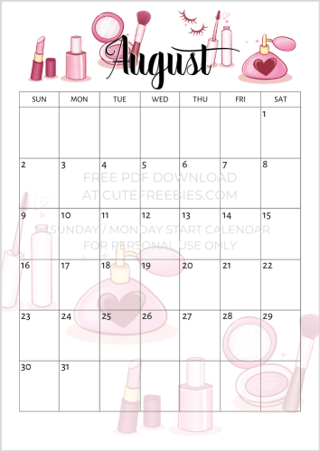 August 2020 cute calendar