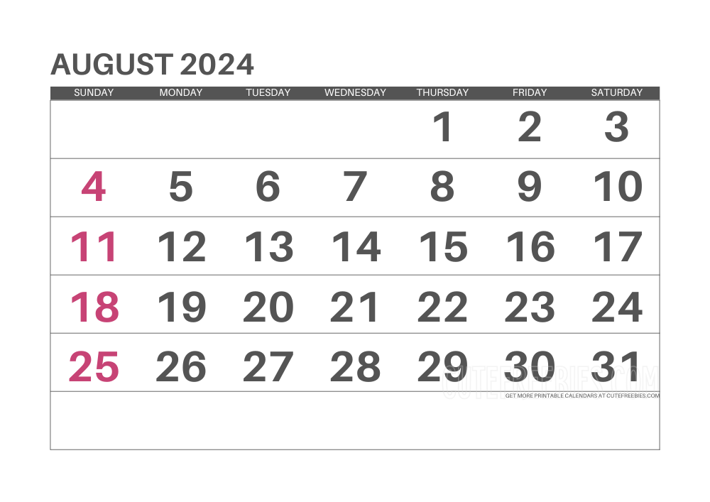 August 2024 monthly calendar #cutefreebiesforyou - SEE PREVIOUS POST TO DOWNLOAD THE COMPLETE 2024 CALENDAR