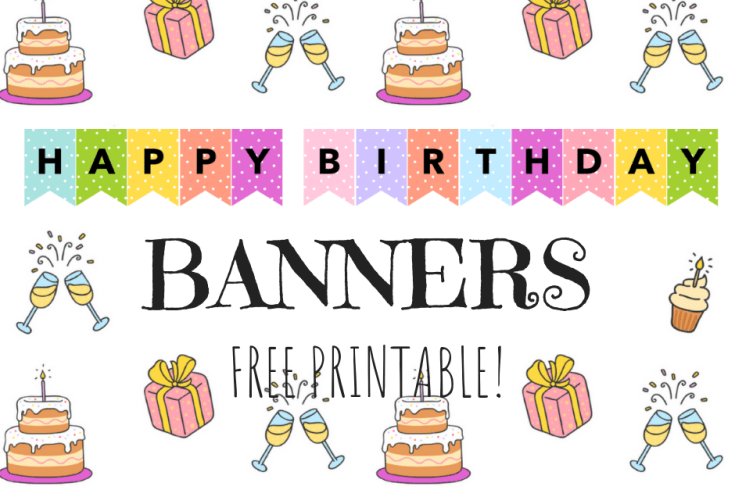 Colorful Happy Birthday Banners / Buntings - Free Printable! Cute happy birthday decorations for your kids party. Grab your free party banners now! #freeprintable #partyideas #happybirthday