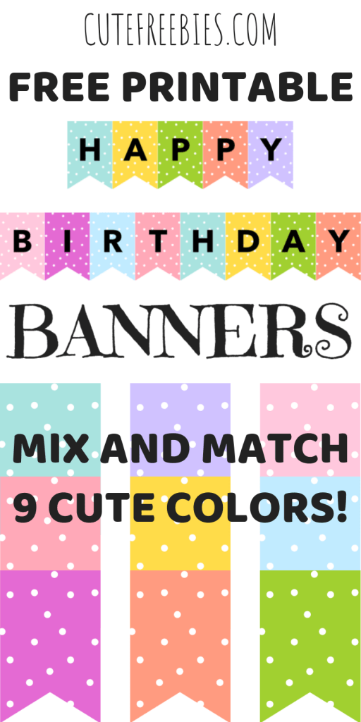Colorful Happy Birthday Banners / Buntings - Free Printable! Cute happy birthday decorations for your kids party. Grab your free party banners now! #freeprintable #partyideas #happybirthday
