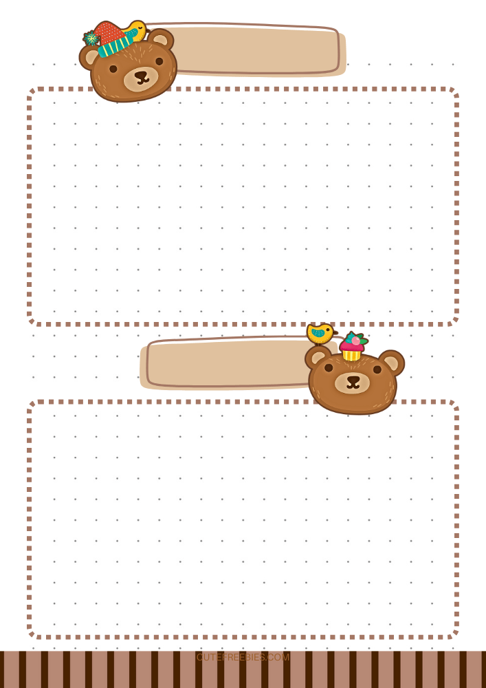 Free printable cute bullet journal - monthly planner template PDF with cute coffee and bear theme #cutefreebiesforyou #printableplanner #freeprintable #bulletjournal