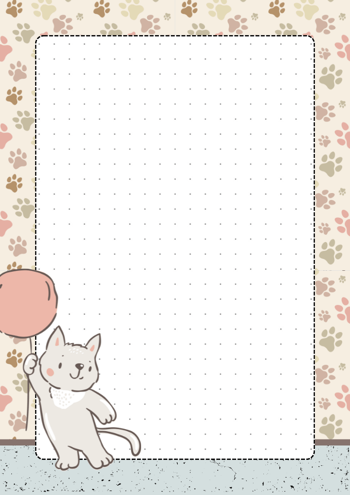 Free printable dot grid journal PDF template with cozy cat theme