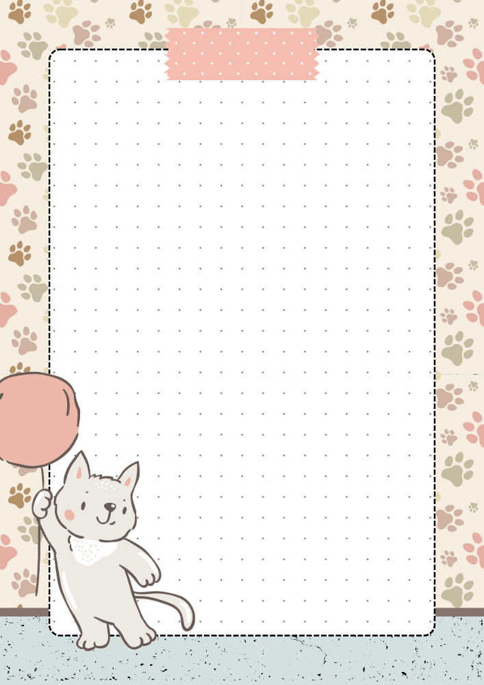 Free printable dot grid journal PDF template with cozy cat theme