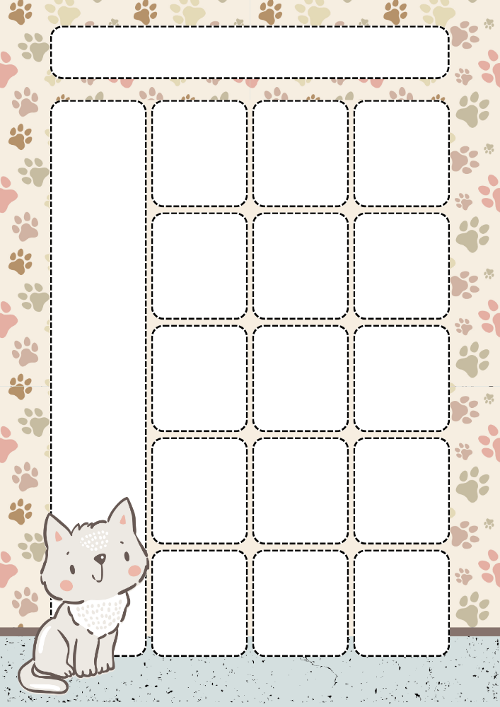 Free printable monthly calendar spread PDF template with cozy cat theme