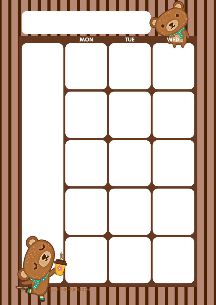 Free printable cute bullet journal - monthly planner template PDF with cute coffee and bear theme #cutefreebiesforyou #printableplanner #freeprintable #bulletjournal