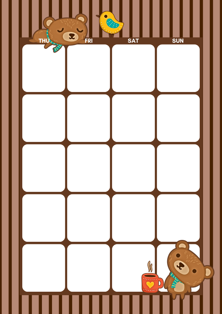 Free printable cute bullet journal - monthly planner template PDF with cute coffee and bear theme #cutefreebiesforyou #printableplanner #freeprintable #bulletjournal