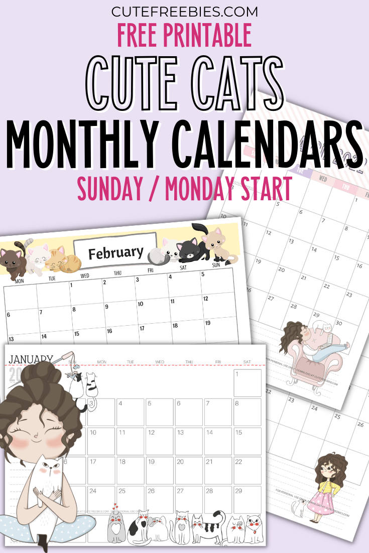 Free Printable 2025 Cat Calendar PDF - 2025 monthly calendar planner with cute cats. Free calendar for cat lovers. Get your free download now! #freeprintable #catlover #cutefreebiesforyou