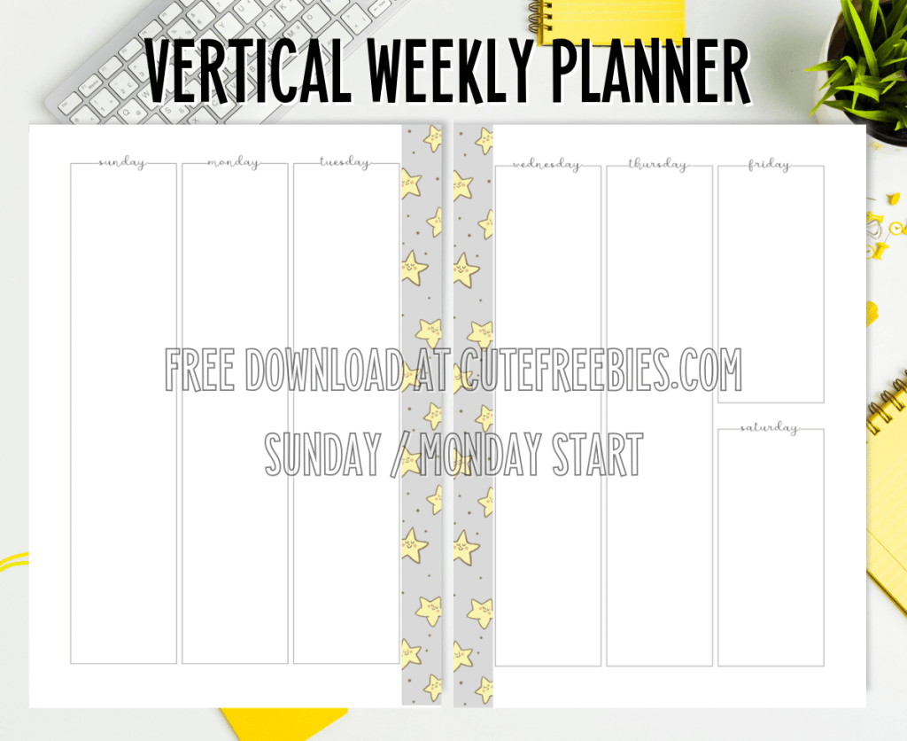 Free printable vertical weekly planner template pdf #cutefreebiesforyou #freeprintable SEE PREVIOUS POST TO DOWNLOAD THE PDF FILE