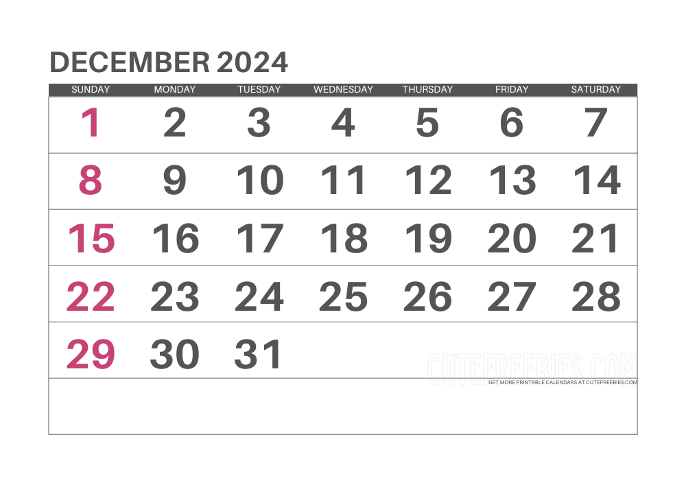 December 2024 monthly calendar #cutefreebiesforyou - SEE PREVIOUS POST TO DOWNLOAD THE COMPLETE 2024 CALENDAR