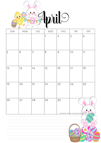 Easter calendar April 2020