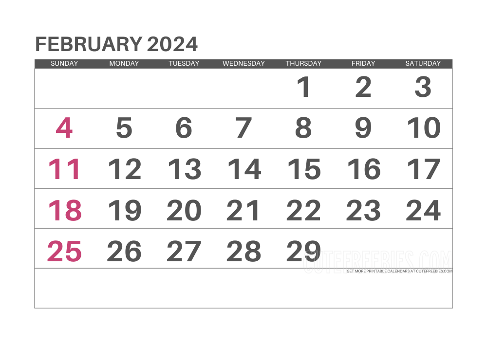 February 2024 monthly calendar #cutefreebiesforyou - SEE PREVIOUS POST TO DOWNLOAD THE COMPLETE 2024 CALENDAR