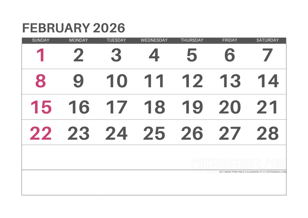 February 2026 monthly calendar #cutefreebiesforyou - SEE PREVIOUS POST TO DOWNLOAD THE COMPLETE 2026 CALENDAR