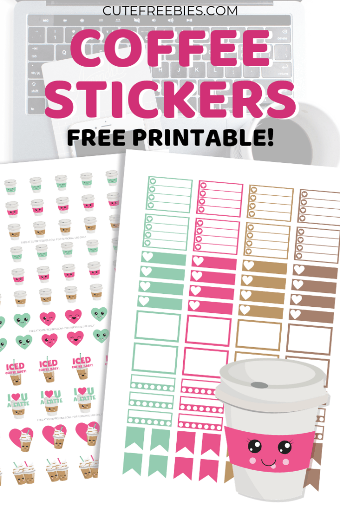 Free Printable Coffee Stickers PDF - cute coffee cup planner stickers for free download. Perfect for coffee lovers. Enjoy! #cutefreebiesforyou #freeprintable #plannerstickers #coffeelover