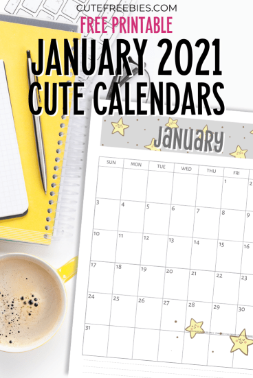 Free Printable JANUARY 2021 Calendar - Get your free download now! #cutefreebiesforyou #freeprintable