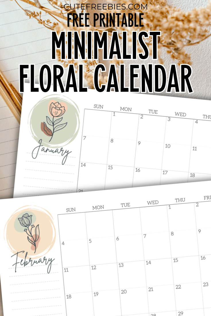 2026 Minimalist aesthetic floral calendar -2026 monthly planner with simple floral line design #cutefreebiesforyou #freeprintable