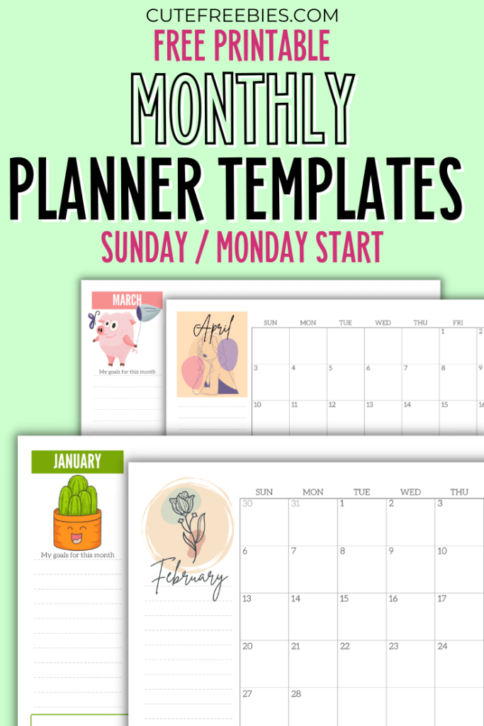 Free Printable 2026 Monthly Planner Templates - PDF calendar for 2026 #freeprintable #cutefreebiesforyou