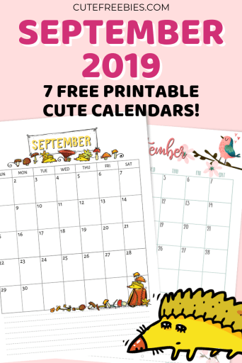Free Printable September 2019 Calendar PDF - 2019 monthly calendar that you may download for free! #freeprintable #cutefreebiesforyou #September