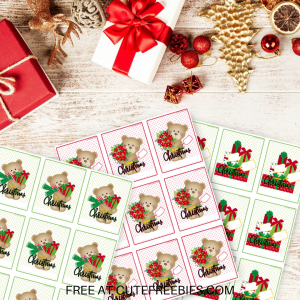 Free Printable Christmas Gift Tags! DIY gift tags for Christmas with cute bears. Free download now! #freeprintable #DIY #cutefreebies