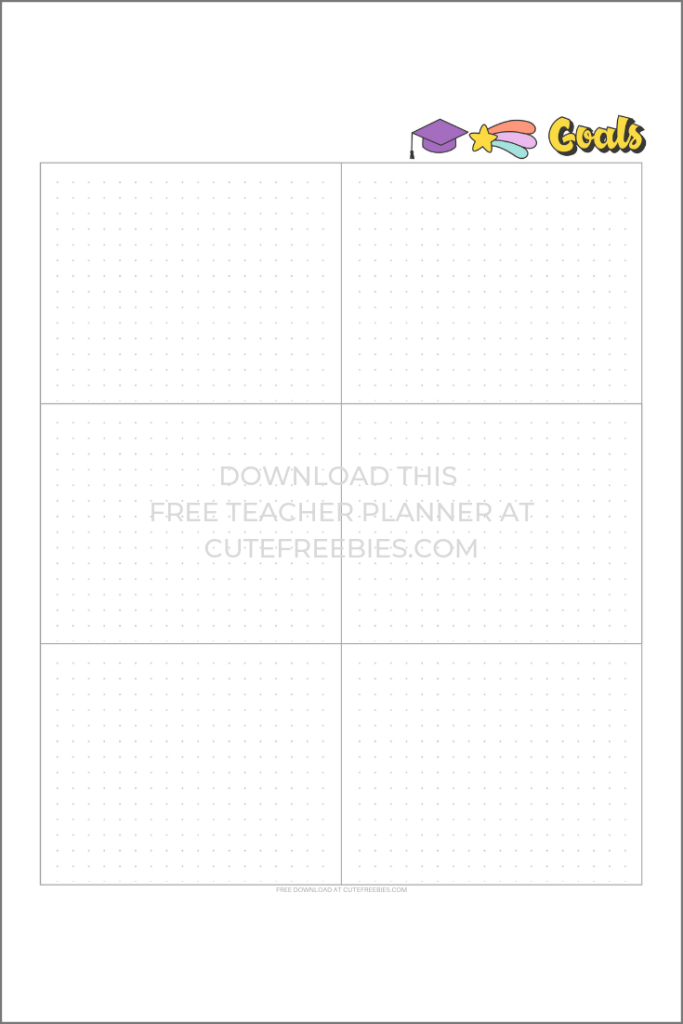 Goals page for the free printable teacher planner from CuteFreebies.Com - free pdf download. #cutefreebiesforyou #teacherplanner #freeprintable