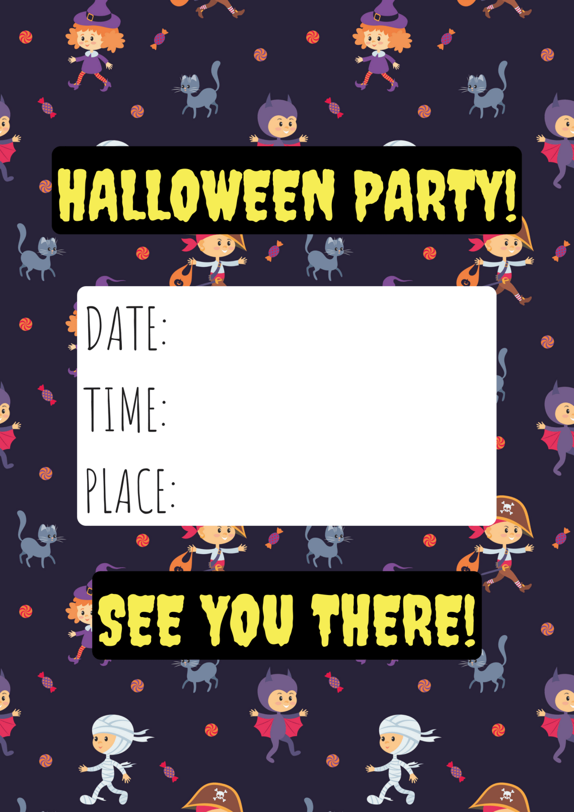 FREE HALLOWEEN poster and invitation card! Where to get cute Halloween images and FREE Halloween images, posters, cards and background. #clipart #Halloween #partyprintables