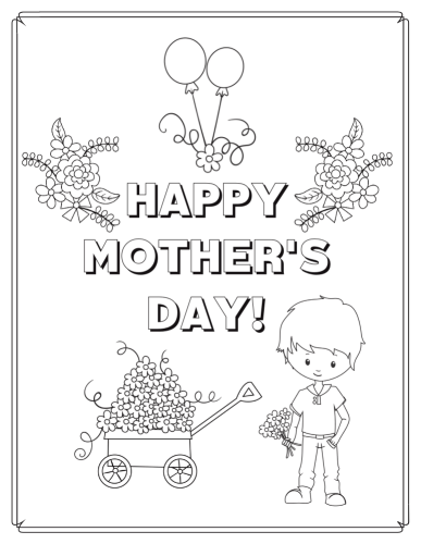 Happy Mothers' Day printable greeting cards - free printable coloring pages. #mothersday #happymothersday #cutefreebiesforyou #freeprintable #printablecards #coloring
