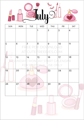 July 2020 calendar printable