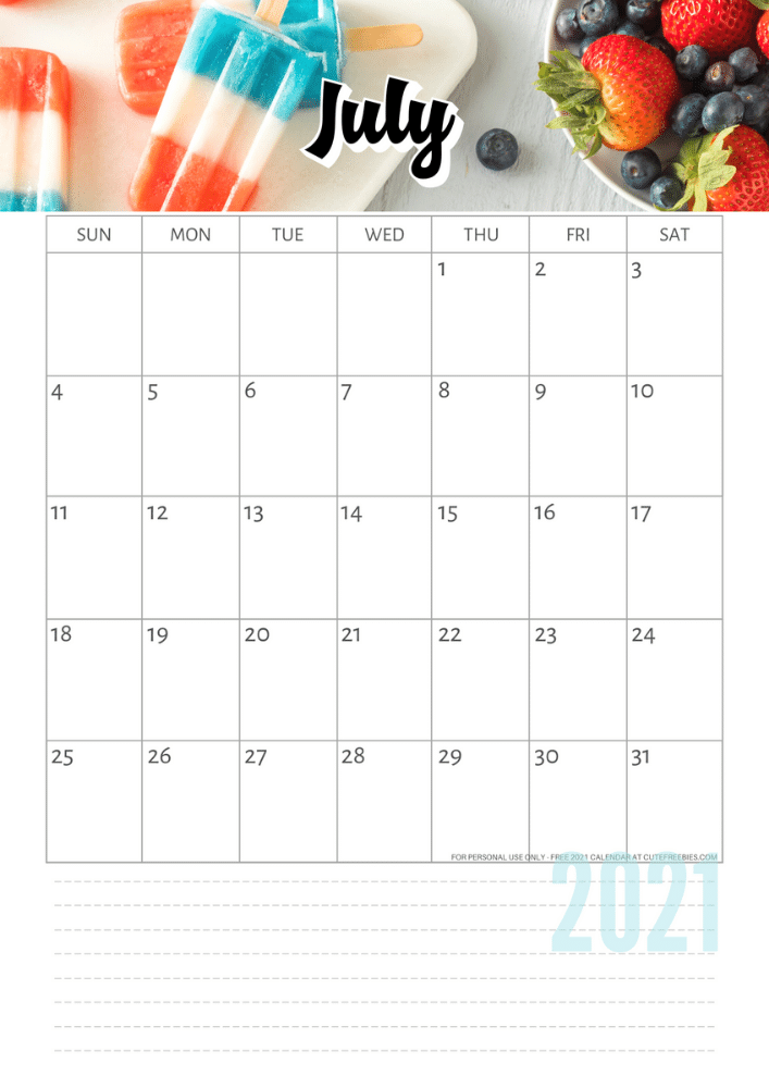 JULY 2021 Calendar using Canva Pro #cutefreebiesforyou #freeprintable #planneraddict #canva