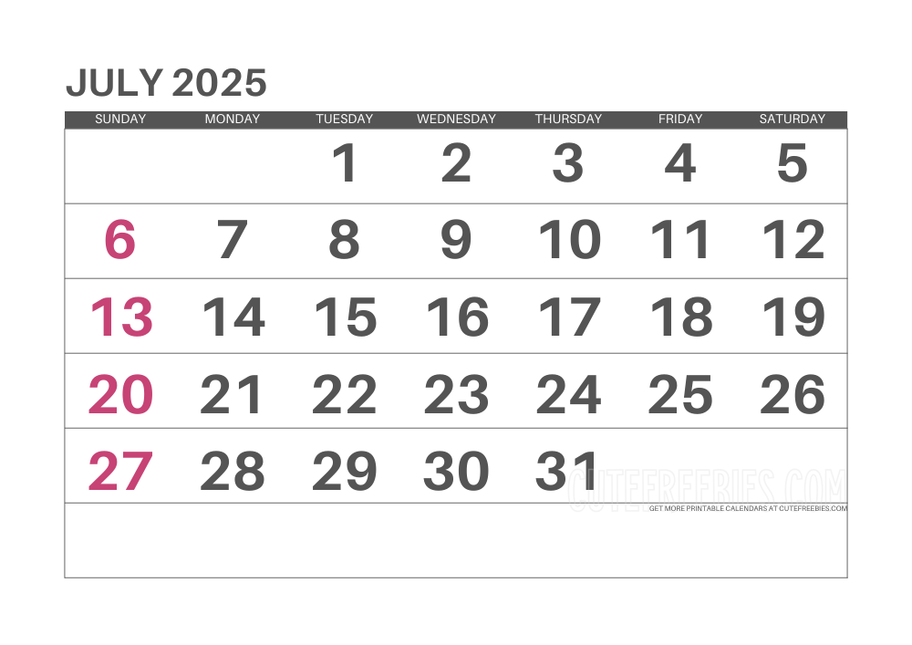 July 2025 monthly calendar #2025calendar #cutefreebiesforyou - SEE PREVIOUS POST TO DOWNLOAD THE COMPLETE 2025 CALENDAR