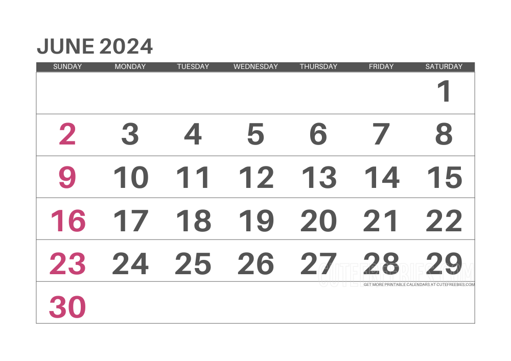 June 2024 monthly calendar #cutefreebiesforyou - SEE PREVIOUS POST TO DOWNLOAD THE COMPLETE 2024 CALENDAR