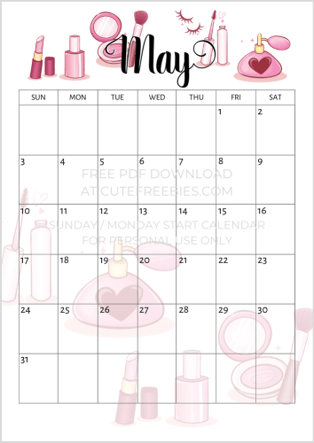 May 2020 calendar printable PDF