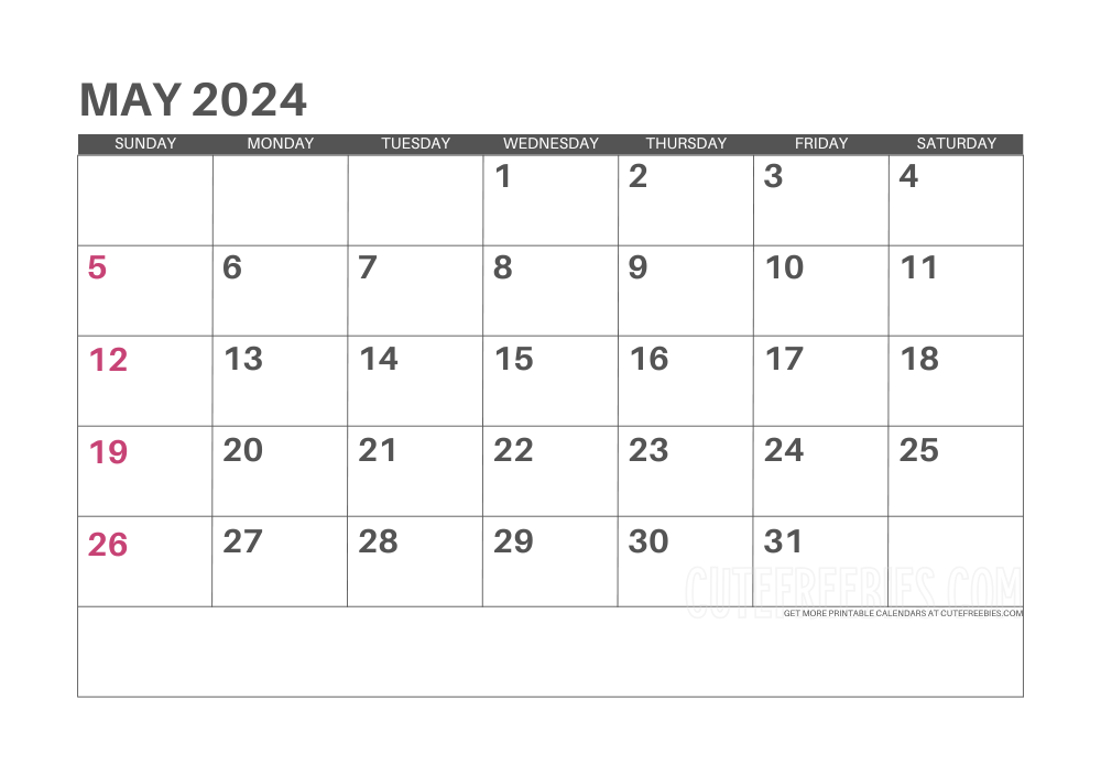 May 2024 calendar - free printable monthly planner #cutefreebiesforyou - SEE PREVIOUS POST TO DOWNLOAD THE COMPLETE 2024 CALENDAR