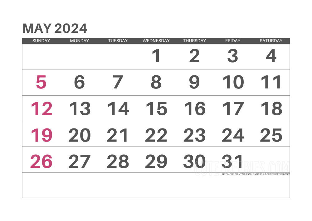 May 2024 monthly calendar #cutefreebiesforyou - SEE PREVIOUS POST TO DOWNLOAD THE COMPLETE 2024 CALENDAR