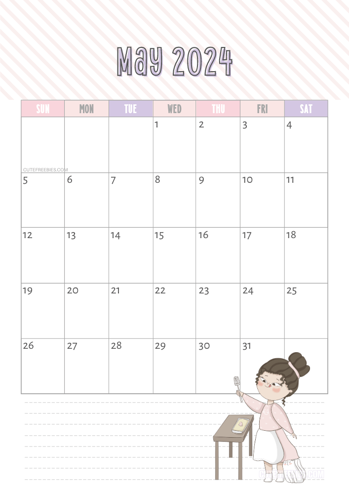 May 2024 cute cat calendar free printable #cutefreebiesforyou - SEE PREVIOUS POST TO DOWNLOAD THE COMPLETE 2024 CALENDAR