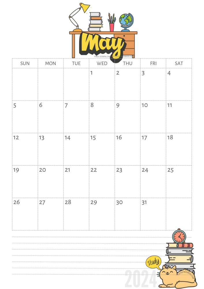 May 2024 calendar, free printable school calendar for 2024 - SEE PREVIOUS POST TO GET THE COMPLETE 2024 MONTHLY CALENDAR PDF