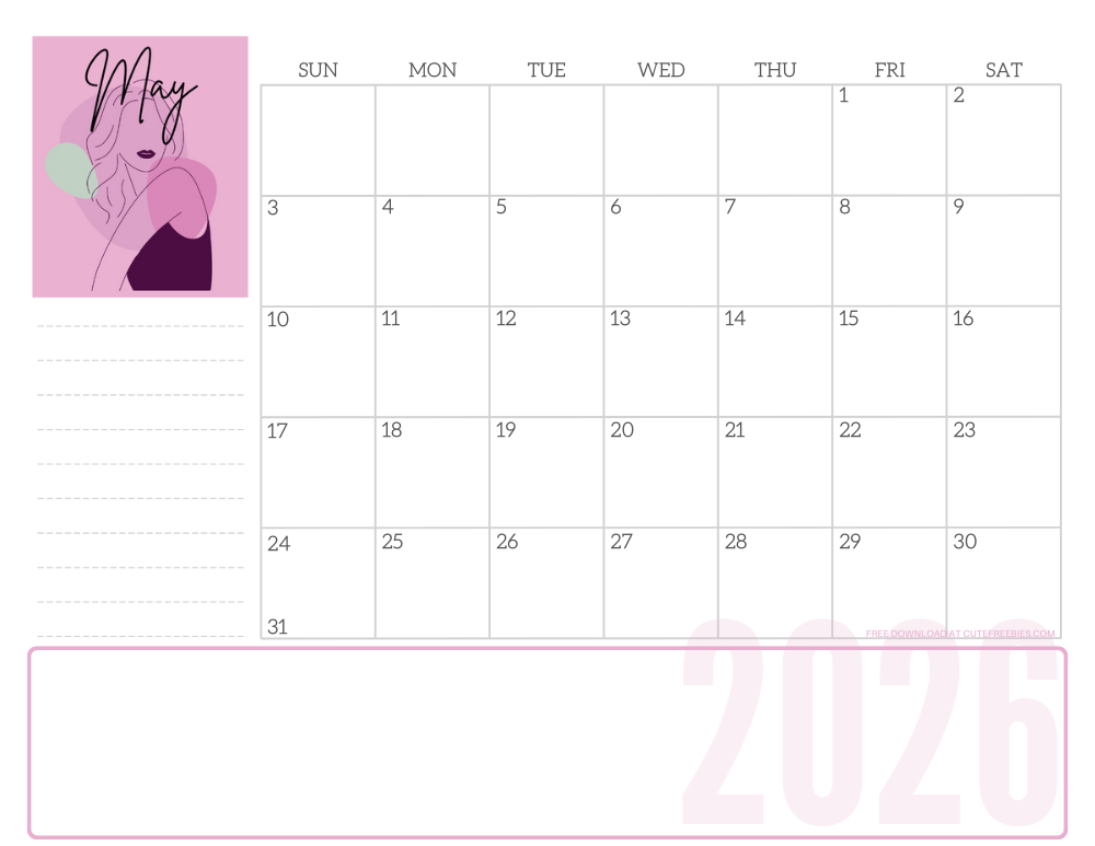 May 2026 line art calendar for women - free printable monthly planner - CLICK PREVIOUS POST TO DOWNLOAD THE COMPLETE 2026 CALENDAR