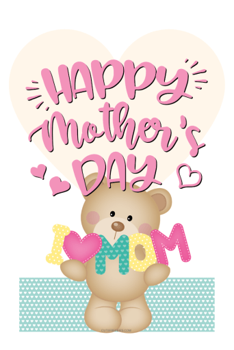 Happy Mothers' Day printable greeting cards - free printable cards with cute bears. #mothersday #happymothersday #cutefreebiesforyou #freeprintable #printablecards