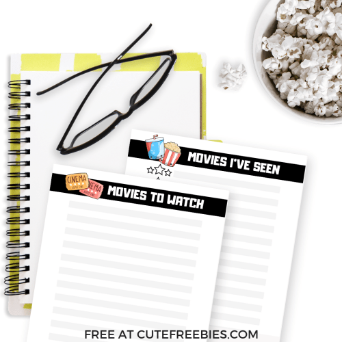 FREE Movies Bullet Journal Printable Pages! Bujo ideas for your movies tracker and movies to watch. Get your free download now! #bulletjournal #bujoideas #cutefreebies #bujoinspiration