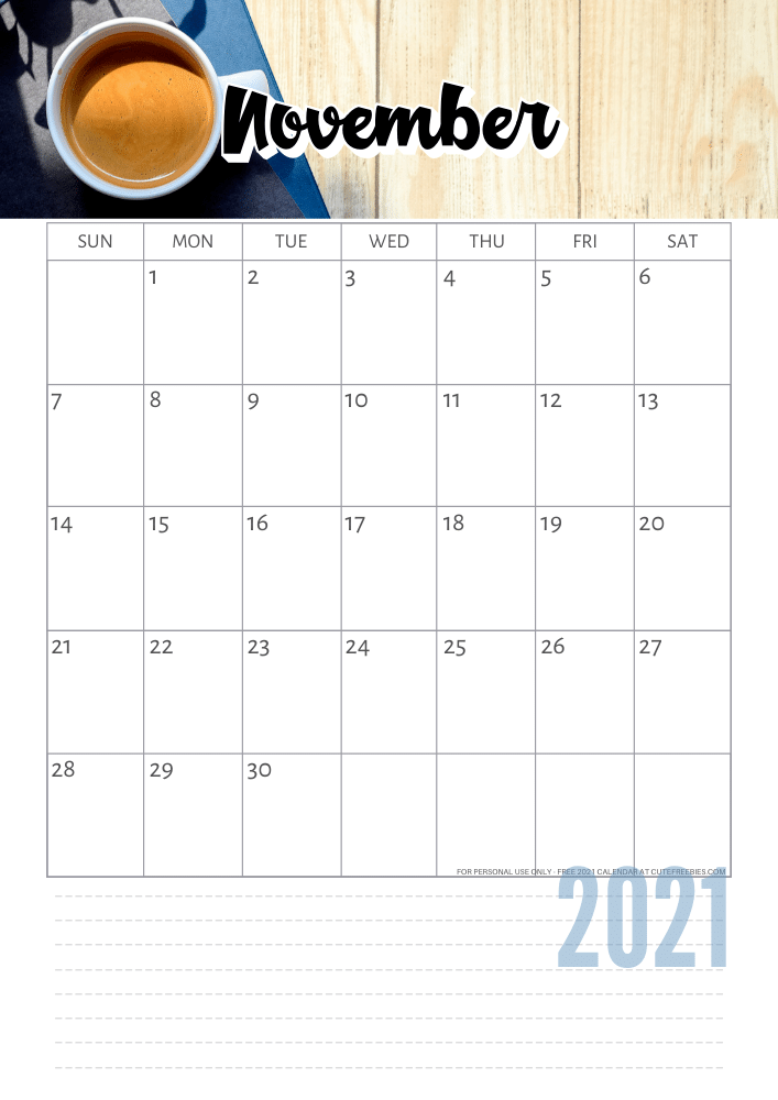 NOVEMBER 2021 Calendar using Canva Pro #cutefreebiesforyou #freeprintable #planneraddict #canva