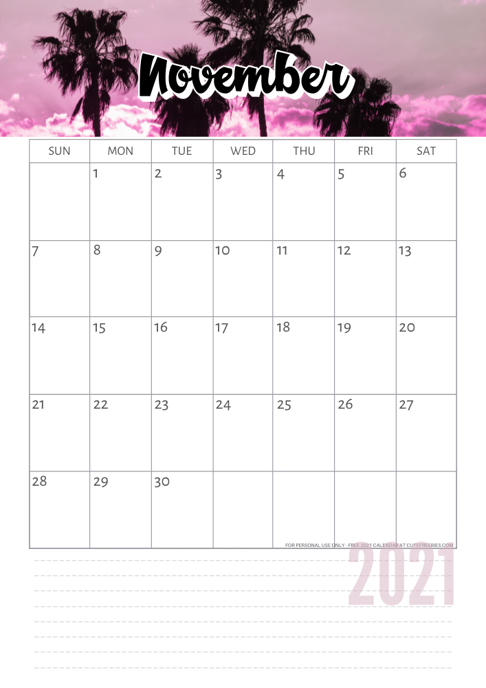 NOVEMBER 2021 Calendar using Canva Pro #cutefreebiesforyou #freeprintable #planneraddict #canva