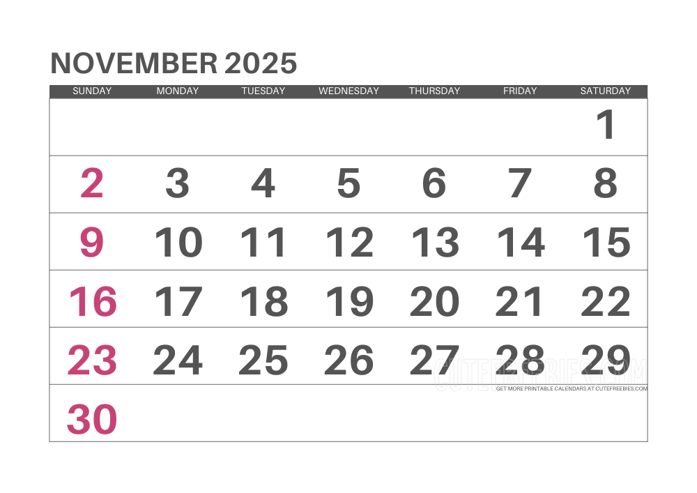 November 2025 monthly calendar #2025calendar #cutefreebiesforyou - SEE PREVIOUS POST TO DOWNLOAD THE COMPLETE 2025 CALENDAR