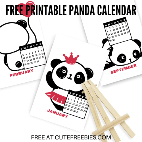 Cute Panda Calendar For 2019! Free printable monthly calendar, halfsize desk calendar with 12 cute pandas. Free download now! #panda #cutefreebies #freeprintable #2019calendar