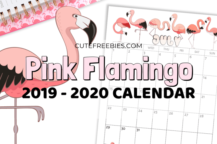 2019 2020 Free Printable Calendar With Pink Flamingo - 2019 and 2020 monthly calendar, Sunday or Monday start pink monthly planner that's oh so cute! #freeprintable #cutefreebiesforyou #pinkflamingo #pink #flamingo