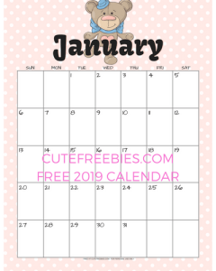 Free 2019 Cute Pink Calendar With Animals! Free printable monthly calendar planner with cute baby animals. Get your free download now! #2019calendar #freeprintable #cutefreebies