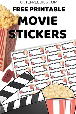 Free Printable Stickers - Movie Planner Stickers for your planner or bullet journal! Free pdf download now. #freeprintable #printablestickers #plannerstickers #bulletjournal #bujoideas #cutefreebiesforyou