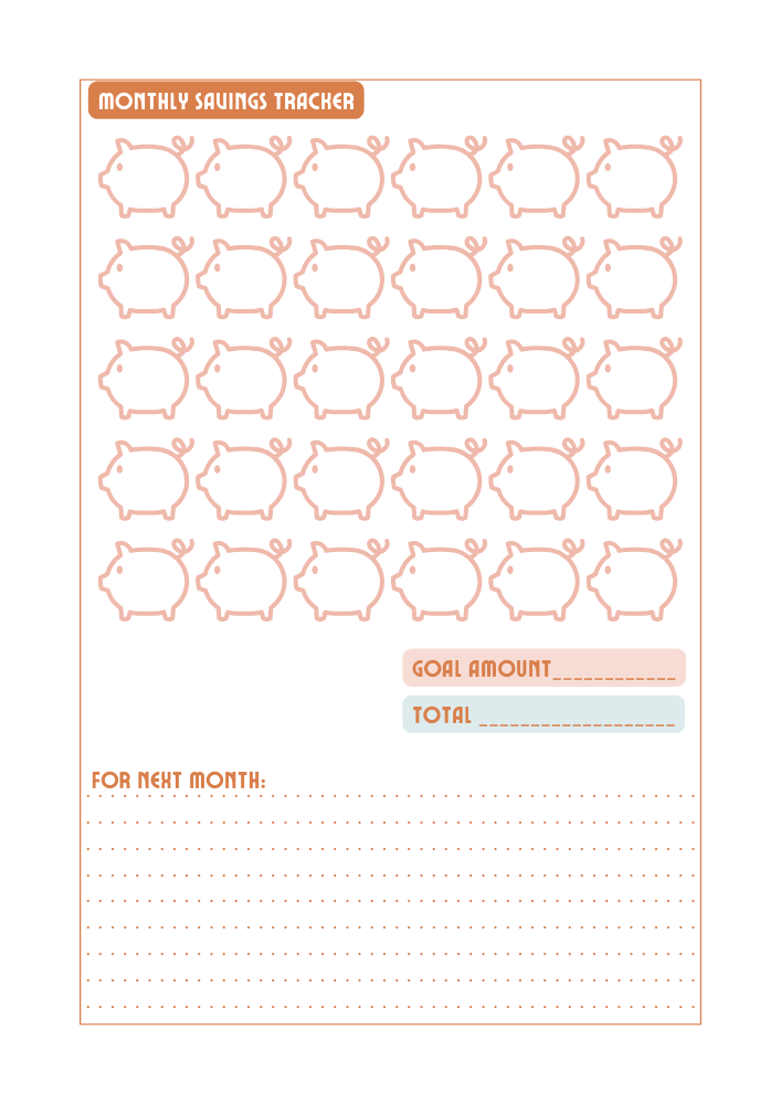 Savings tracker free printable budget planner