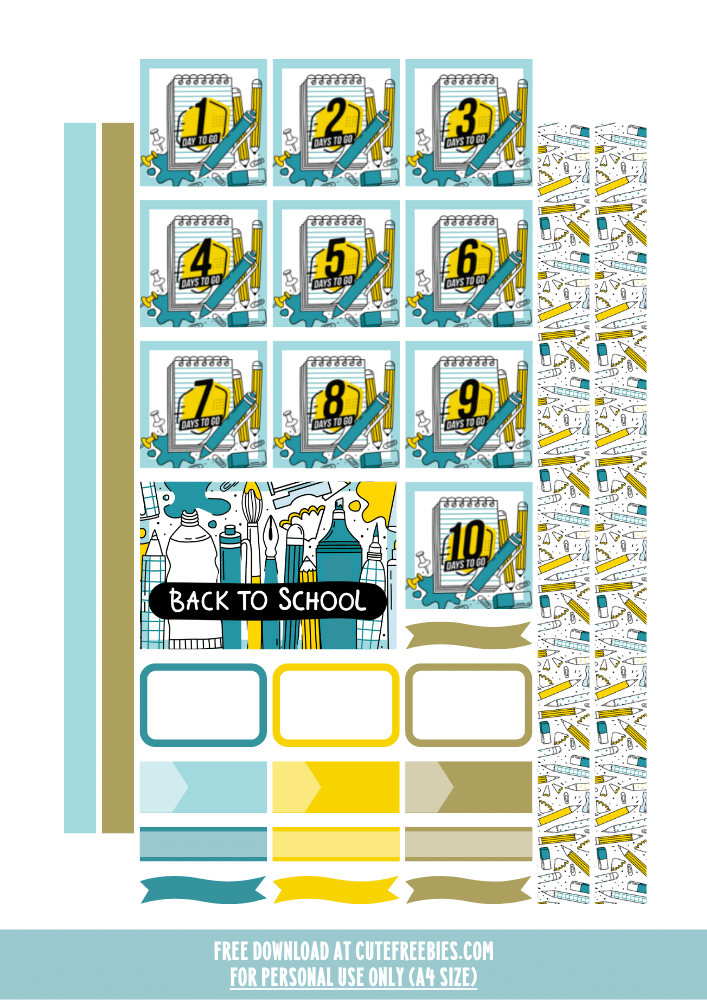 Free countdown school planner stickers - free printable back to school planner stickers #cutefreebiesforyou #plannerstickers #backtoschool